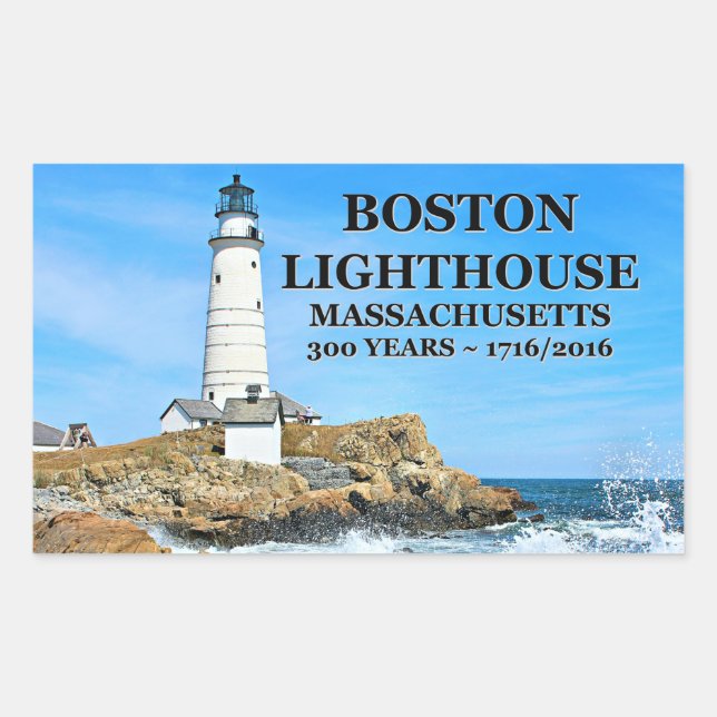 Adesivo Retangular Boston Lighthouse, Massachusetts (Frente)