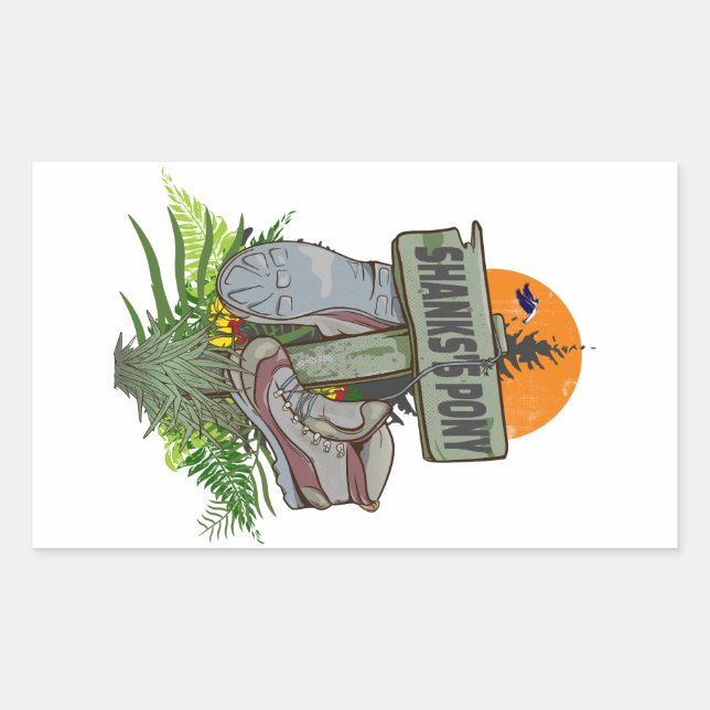 Adesivo Retangular Botas de caminhada de pônei de Shanks (Frente)