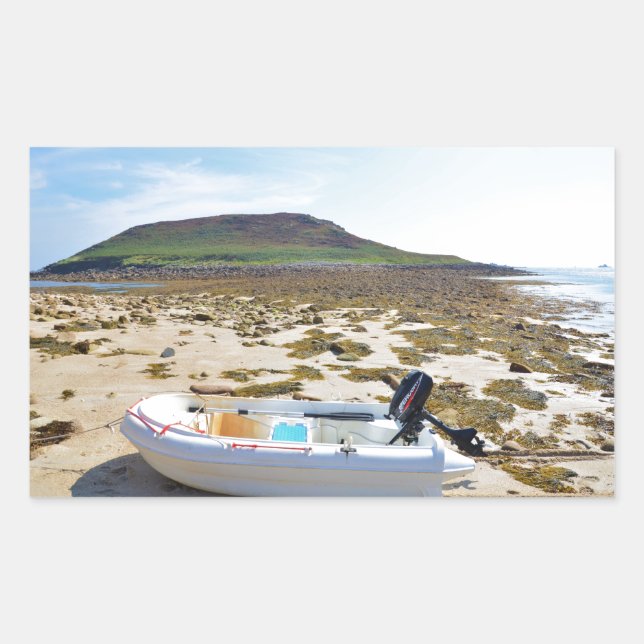 Adesivo Retangular Bote na Praia (Frente)