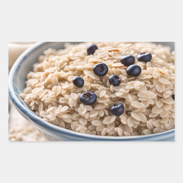 Adesivo Retangular Bowl of Oatmeal with Blueberries (Frente)