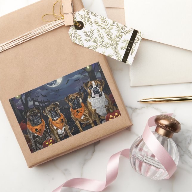 Adesivo Retangular Boxer Halloween Spooky (Presentear)