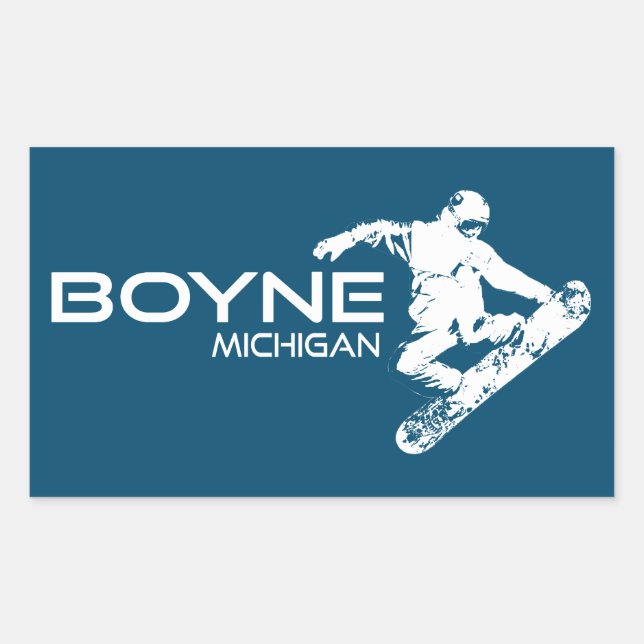 Adesivo Retangular Boyne Mountain Resort Michigan Snowboarder (Frente)