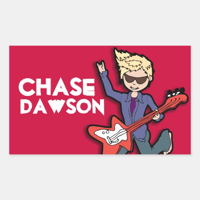 Adesivo Retangular Boys rockstar bloni name red id label (Frente)