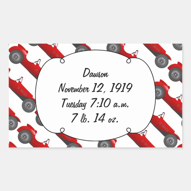 Adesivo Retangular Boys Room Classic Car Oferece Doces Vermelhos (Frente)