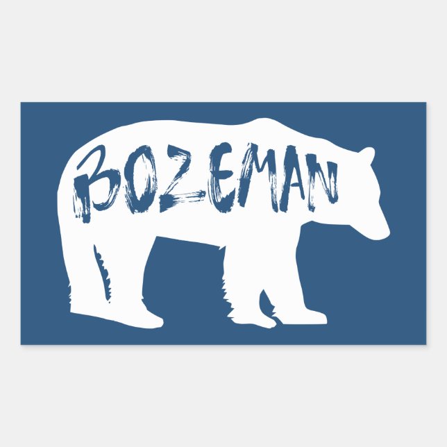 Adesivo Retangular Bozeman Montana Bear (Frente)
