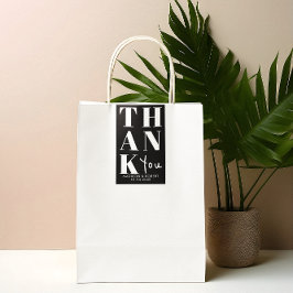 Adesivo Retangular Branca Negra Simples Obrigado Favor De Casamento