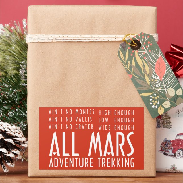 Adesivo Retangular Branca Vermelha Engraçada, Todos os Mars Trekings  (Feriado)