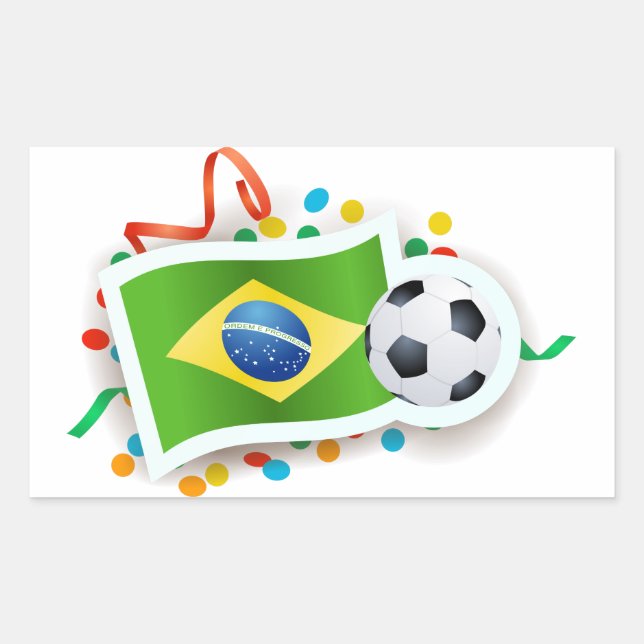Adesivo Retangular Brasil, futebol e bandeira (Frente)