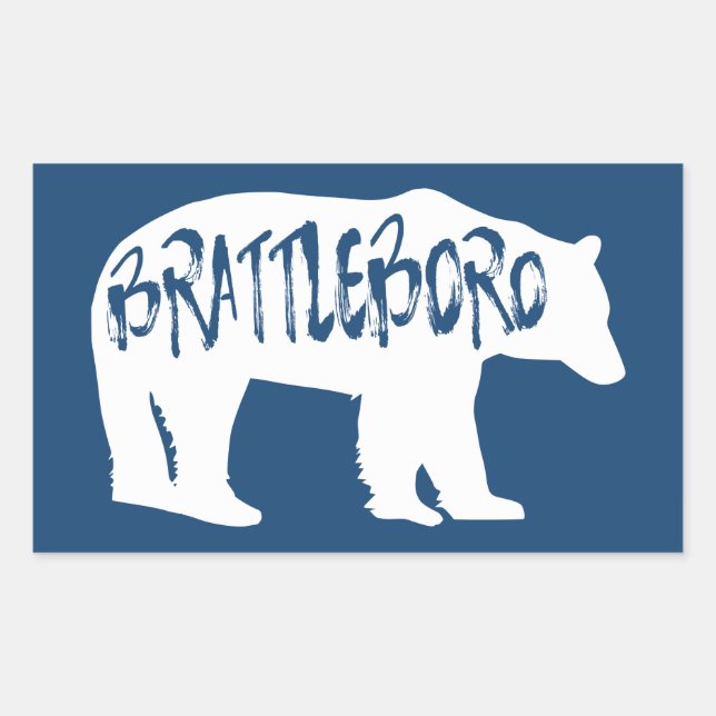 Adesivo Retangular Brattleboro Vermont Bear (Frente)