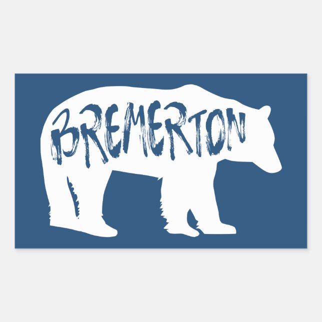 Adesivo Retangular Bremerton Washington Bear (Frente)