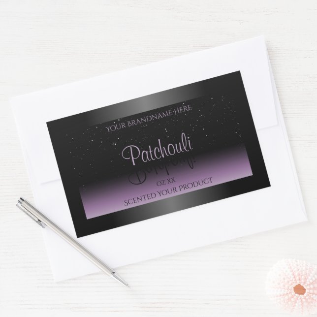 Adesivo Retangular Brilho Rótulo do Produto Gradiente Roxo Preto Mode (Envelope)