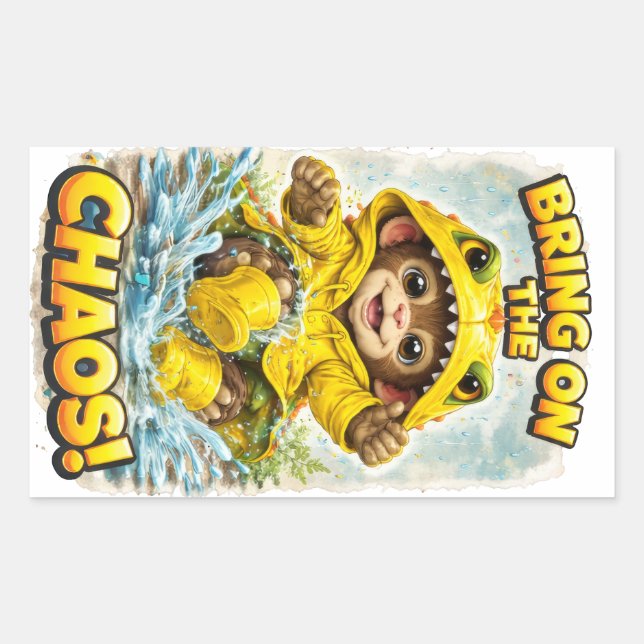 Adesivo Retangular Bring on the Chaos Sticker Cute Dino (Frente)