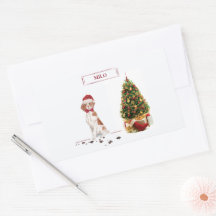 Brittany Engraçado Cão de Natal e Árvore