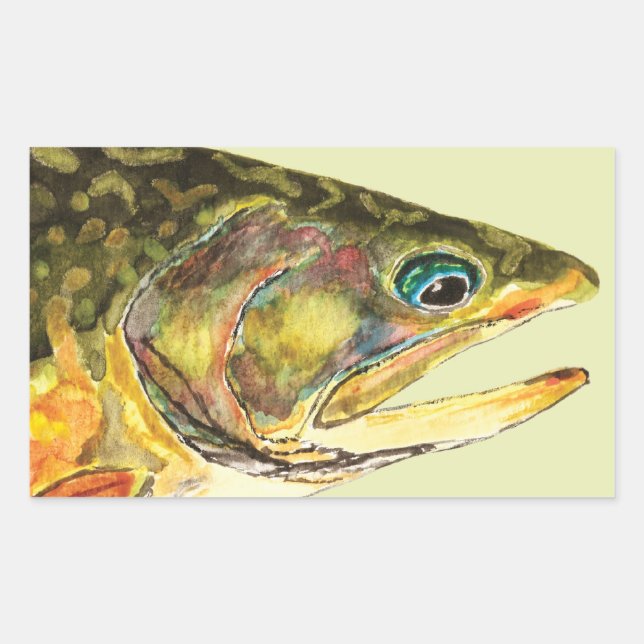 Adesivo Retangular Brook Trout Pescador (Frente)