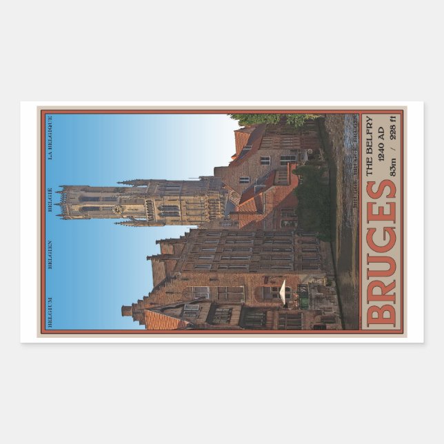 Adesivo Retangular Brugge - Belfry (Frente)
