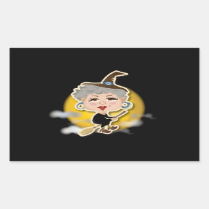 Adesivo Retangular Bruxa no Broomstick