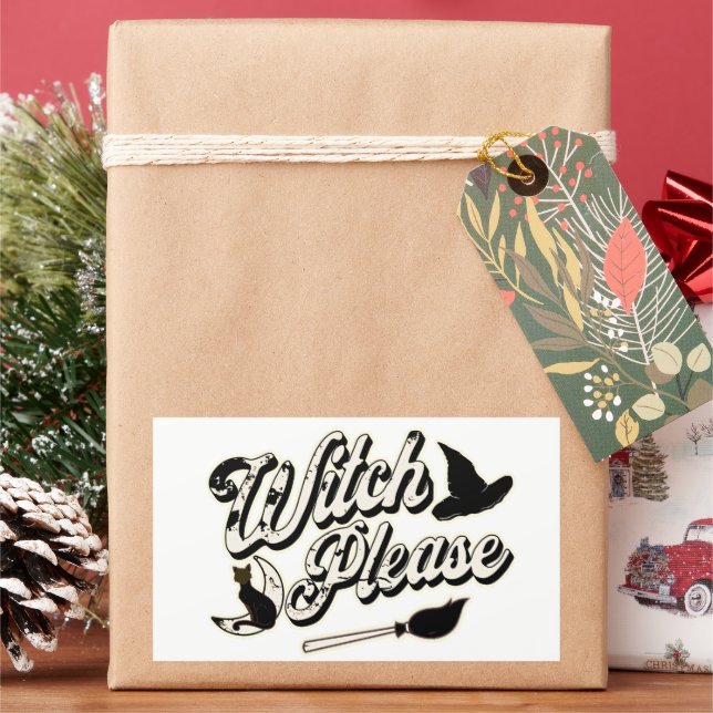 Adesivo Retangular Bruxa, por favor | Halloween (Feriado)