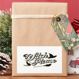 Adesivo Retangular Bruxa, por favor Halloween