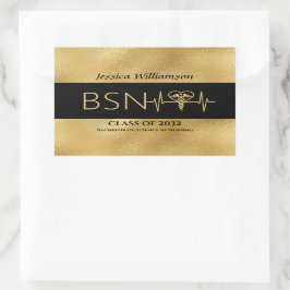 Adesivo Retangular BSN RN LPN Nurse Graduton Party Elegante Black