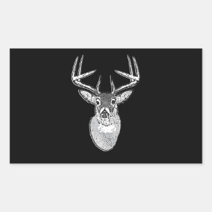 Adesivo Retangular Buck on Black design White Deer
