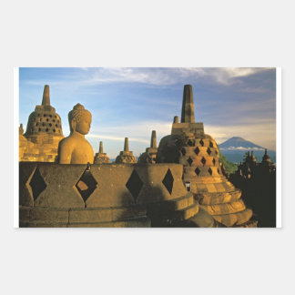 Adesivo Retangular Buddha Statue e Stupas, Templo Borobudur