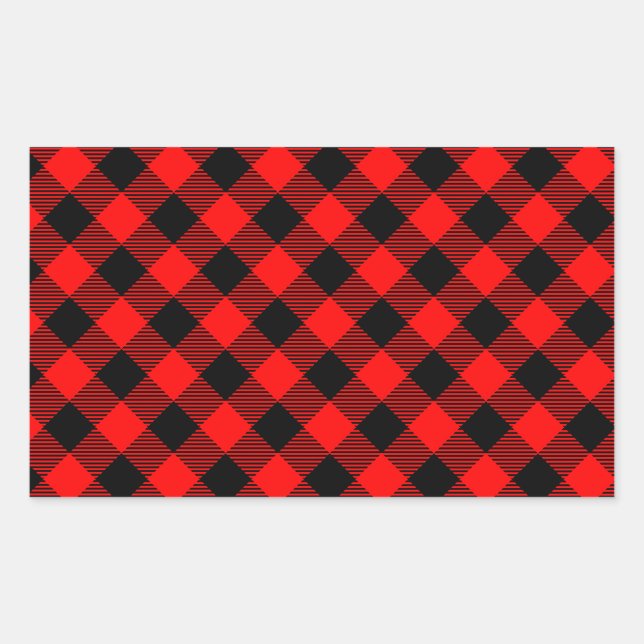 Adesivo Retangular Buffalo Check Red and Black Lumberjack Xadrez Deco (Frente)