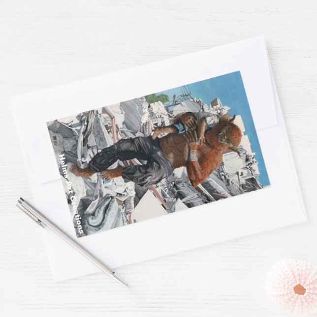 Adesivo Retangular Bugbear Hero Resgatando Criança Fantasia Pinças de (Envelope)