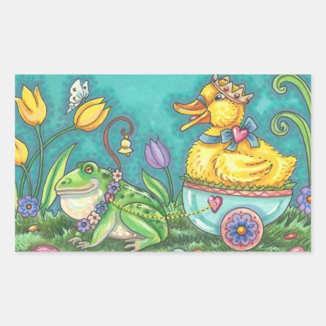 ADESIVO RETANGULAR BULLFROG & DUCK EASTER OVO, PRIMAVERA (Frente)