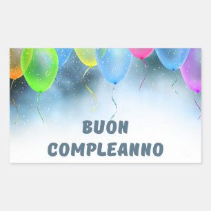 Adesivo Retangular Buon Complanno, feliz aniversário italiano