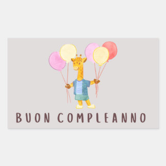 Adesivo Retangular Buon Complanno, feliz aniversário italiano
