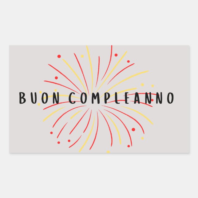 Adesivo Retangular Buon Complanno, feliz aniversário italiano (Frente)