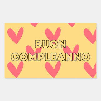 Adesivo Retangular Buon Complanno, feliz aniversário italiano