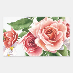 Adesivo Retangular Buquê dos rosas