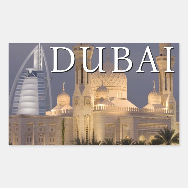Adesivo Retangular Burj al Arab | Mesquita Noturna Dubai (Frente)
