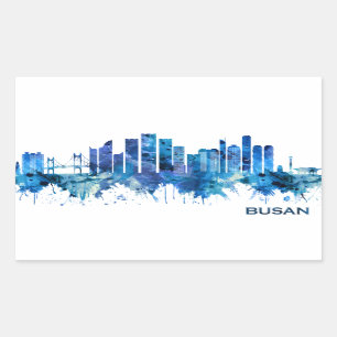 Adesivo Retangular Busan South Korea Skyline Blue