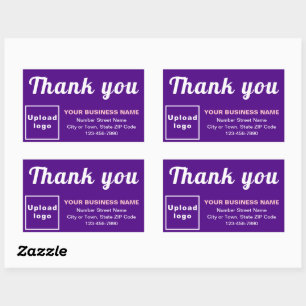 Adesivo Retangular Business Obrigado Textos sobre Roxo