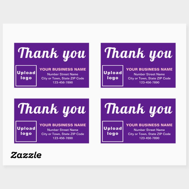 Adesivo Retangular Business Obrigado Textos sobre Roxo (Folha)