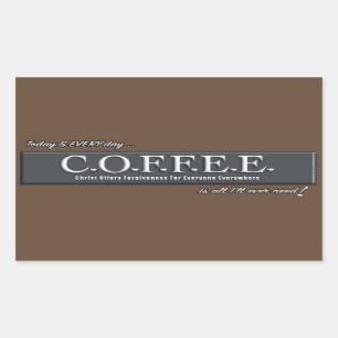 Adesivo Retangular C.O.F.F.E.E. Acrônimo cristão do coração da ar