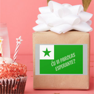Adesivo Retangular Ĉ vc parolas Esperante?