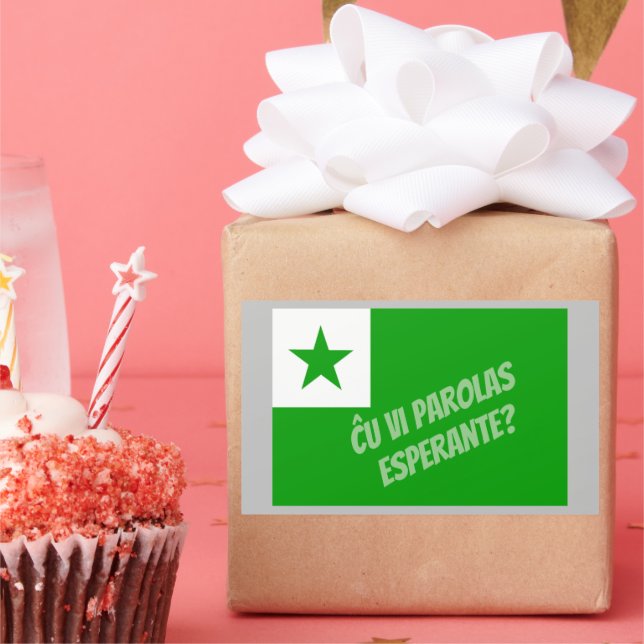 Adesivo Retangular Ĉ vc parolas Esperante? (Festa)