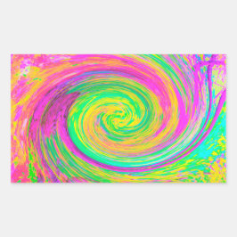 Adesivo Retangular Cabeça Abstrato púrpura e espiral líquida amarela