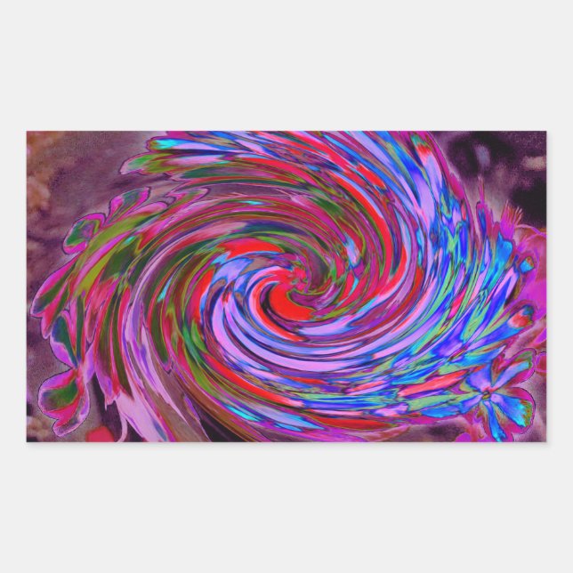 Adesivo Retangular Cabeça legal, vermelha, azul e Abstrato cor-de-ros (Frente)