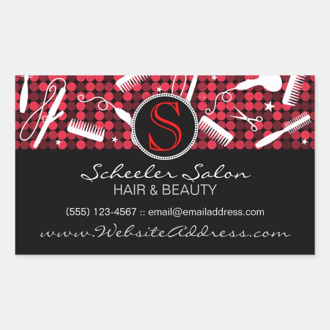 Adesivo Retangular Cabelo Personalizado de Quente Vermelho e Pentes d (Frente)