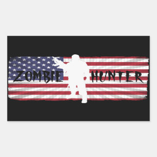 ADESIVO RETANGULAR CAÇADOR DE ZOMBIES BANDEIRA AMERICANA