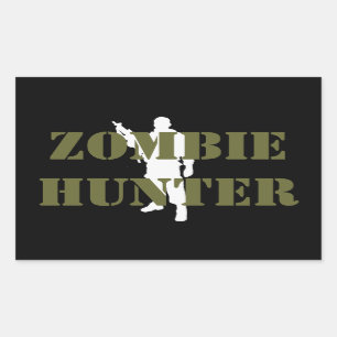 Adesivo Retangular Caçador de ZOMBIES Legal
