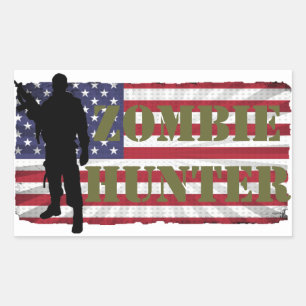 ADESIVO RETANGULAR CAÇADOR DE ZOMBIS BANDEIRA AMERICANA