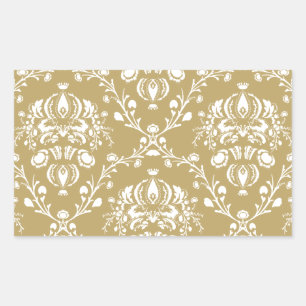 Adesivo Retangular Cacau e Cream Damask