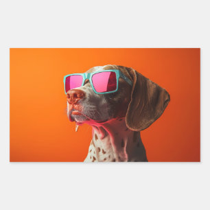 Adesivo Retangular Cachorro Bracco italiano legal com óculos de sol