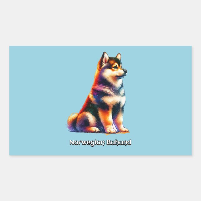 Adesivo Retangular Cachorro de Buhound Norueguês (Frente)