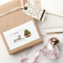 Adesivo Retangular Cachorro de Natal Engraçado Italiano Greyhound